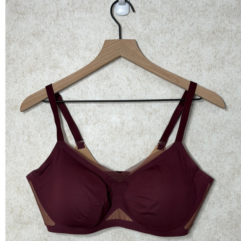 Honeylove Crossover‎ Bra Fig Burgundy Wireless Mesh Support XL 38D 38DD Comfort - Picture 2 of 5